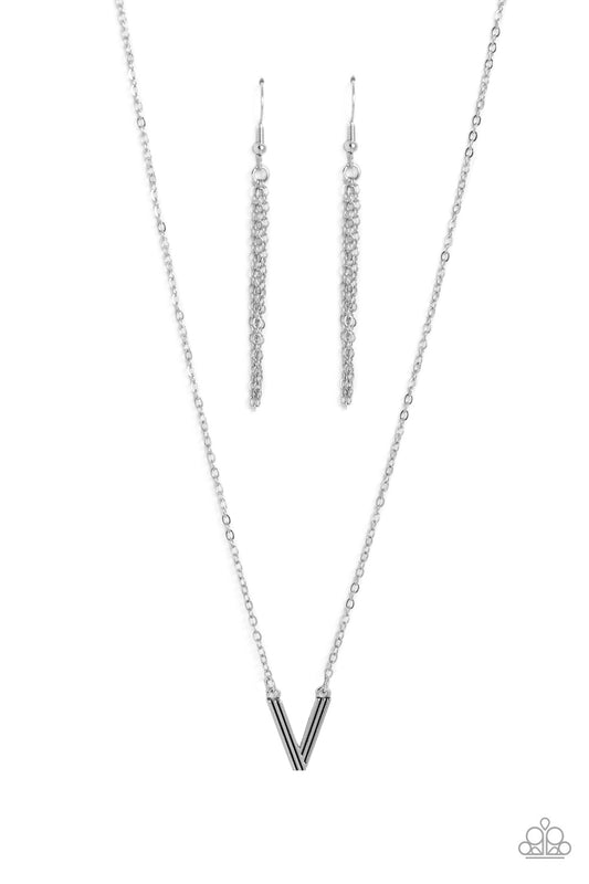 Leave Your Initials - Silver "V" Necklace