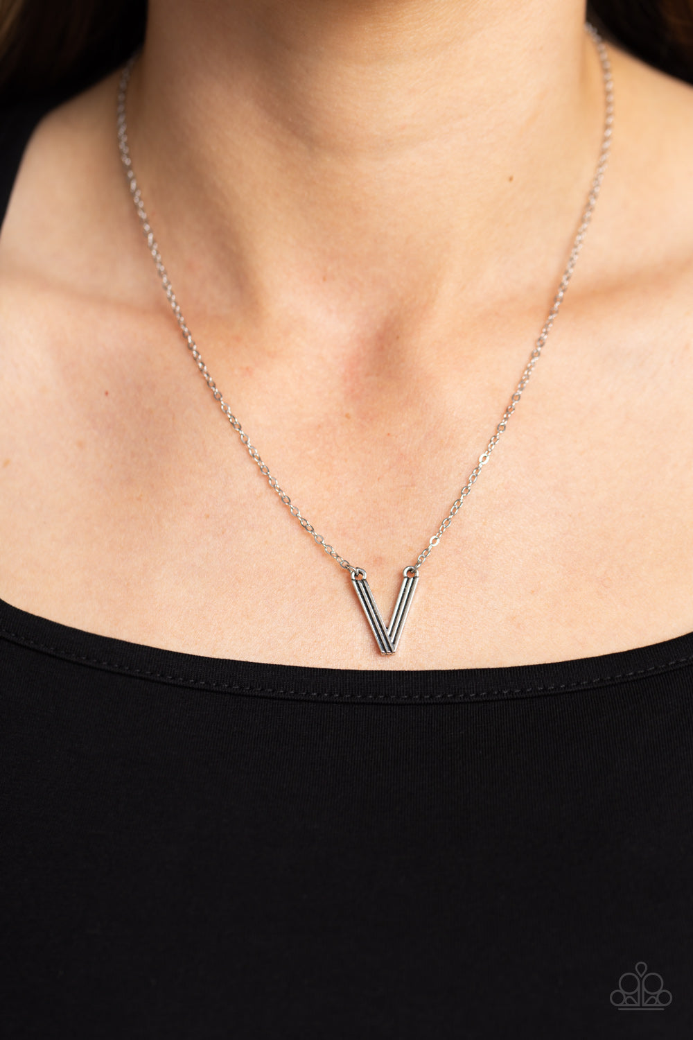 Leave Your Initials - Silver "V" Necklace