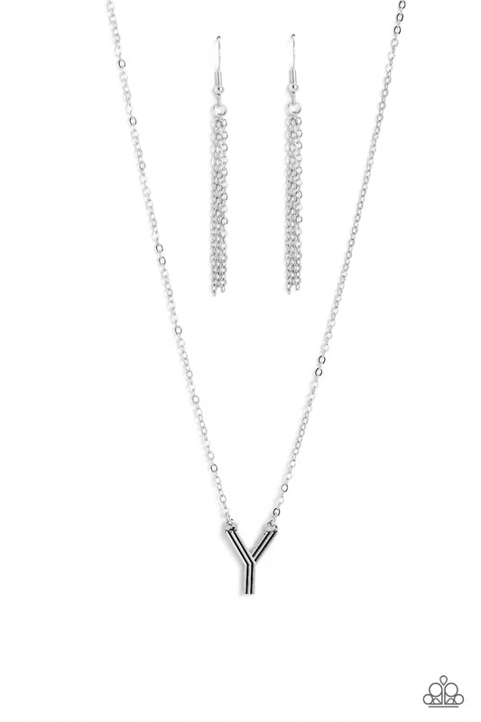 Leave Your Initials - Silver "Y" Necklace