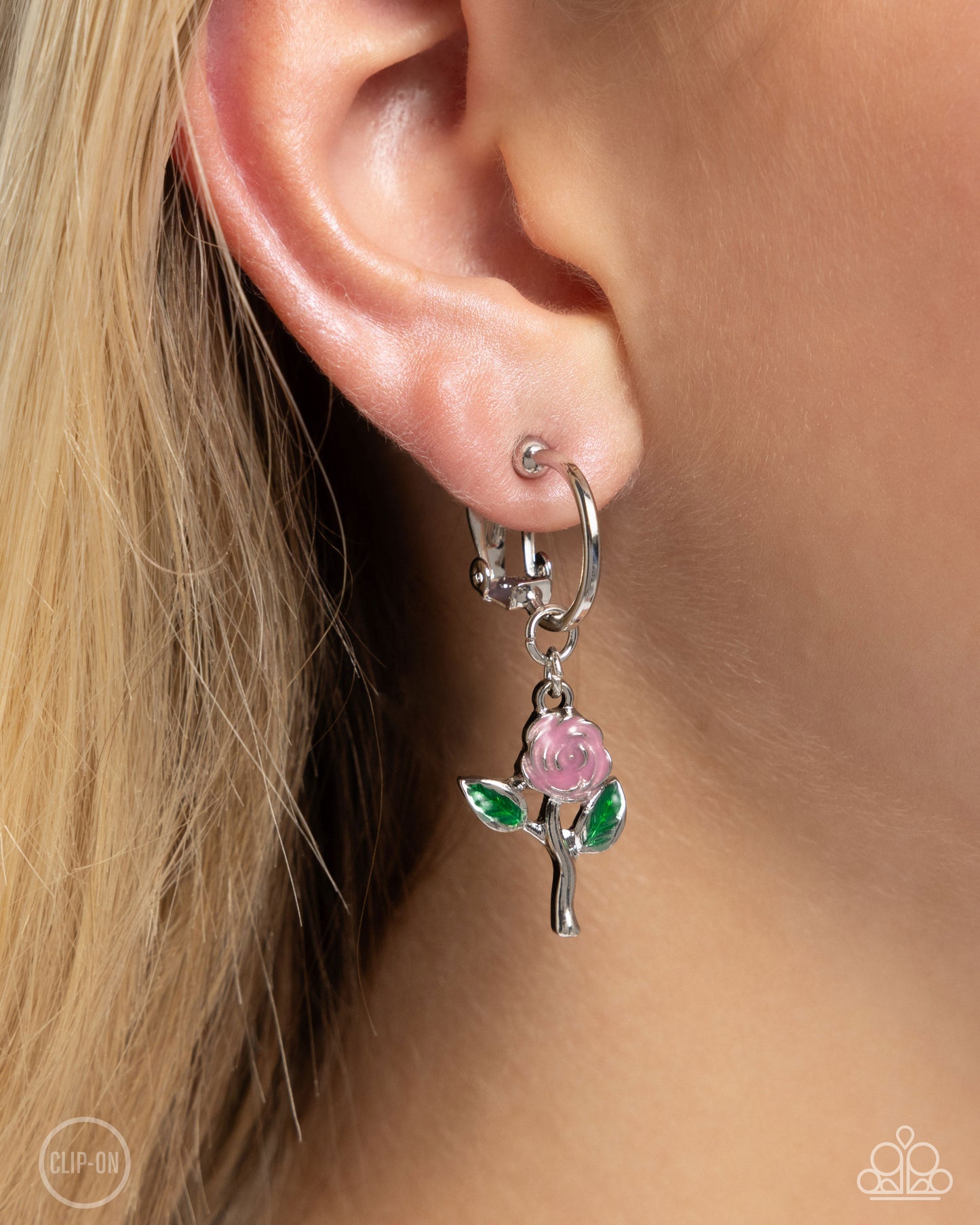 Rose Routine - Pink Clip On Earrings