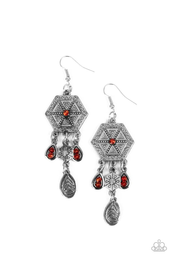 Dreamcatcher Delight - Orange Earrings