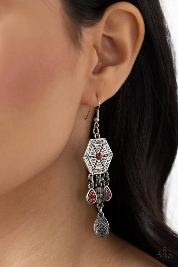 Dreamcatcher Delight - Orange Earrings