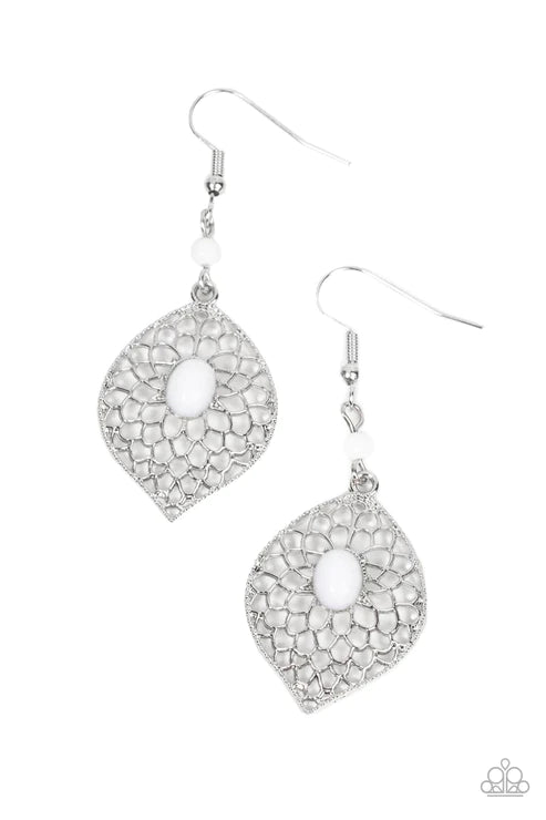 Perky Perennial - White Earrings