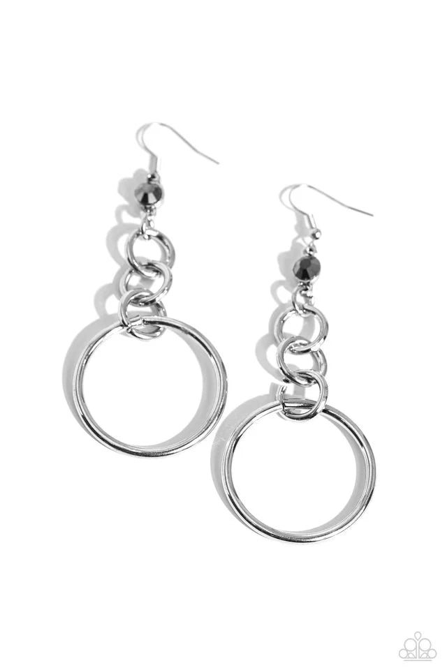 Glitzy Gesture - Silver Earrings