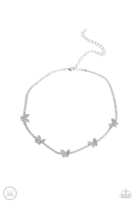 Fluttering Fanatic - White Choker Necklace