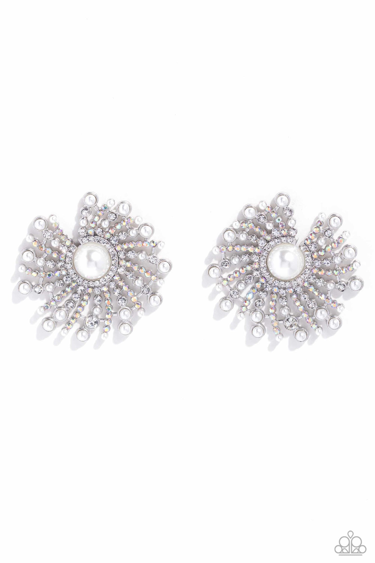 Fancy Fireworks - White Earrings