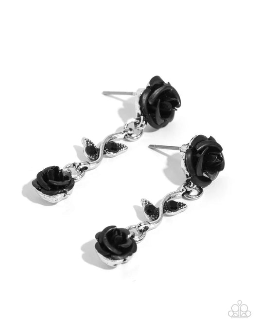 Led by the ROSE - Black Earrings