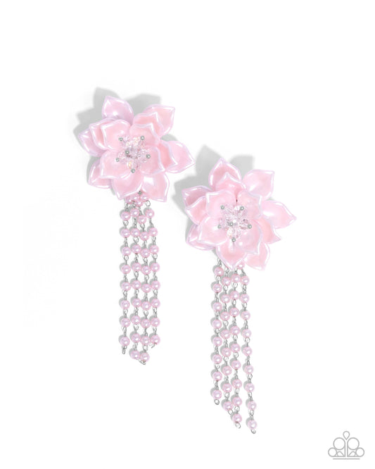 Lotus Length - Pink Earrings