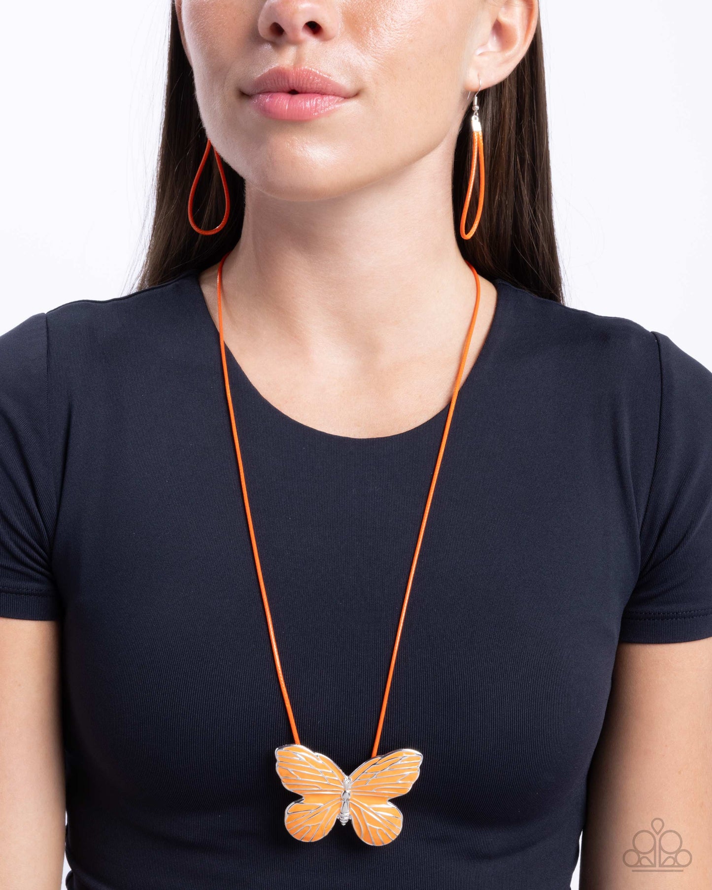 Fluttering Fervor - Orange Necklace