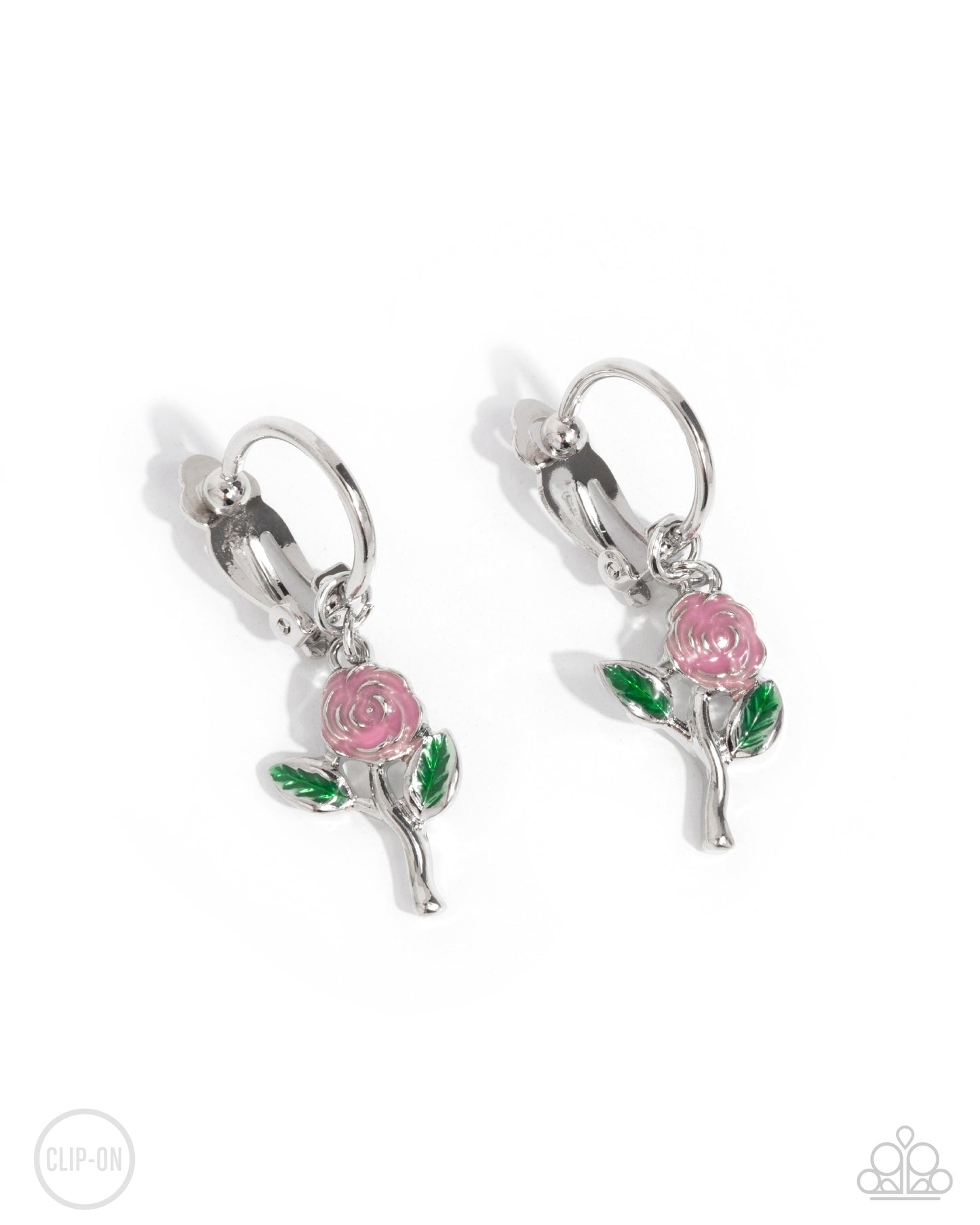 Rose Routine - Pink Clip On Earrings