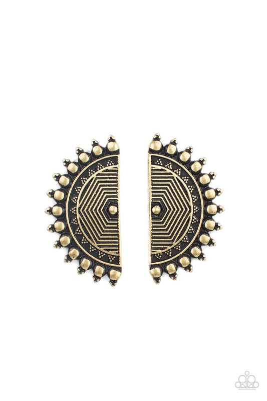 Fiercely Fanned Out - Brass Earrings