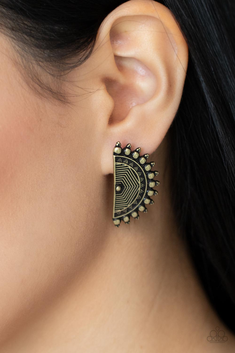 Fiercely Fanned Out - Brass Earrings