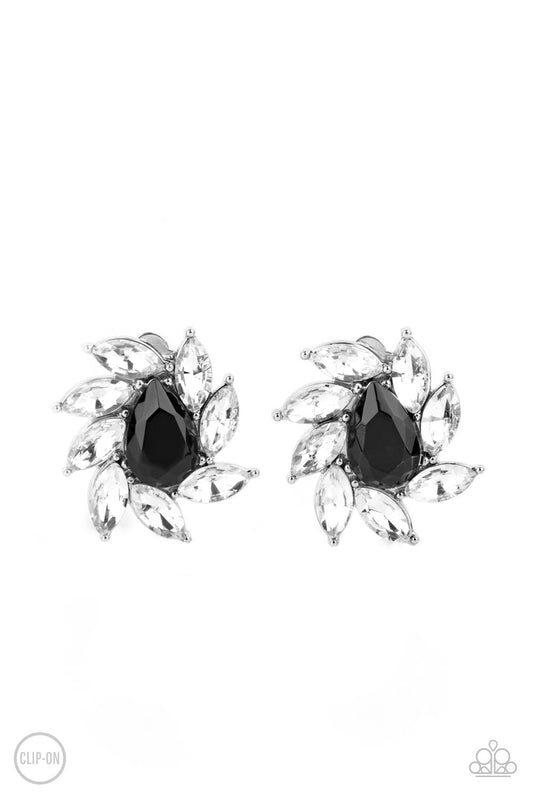 Sophisticated Swirl - Clip On Black Earrings