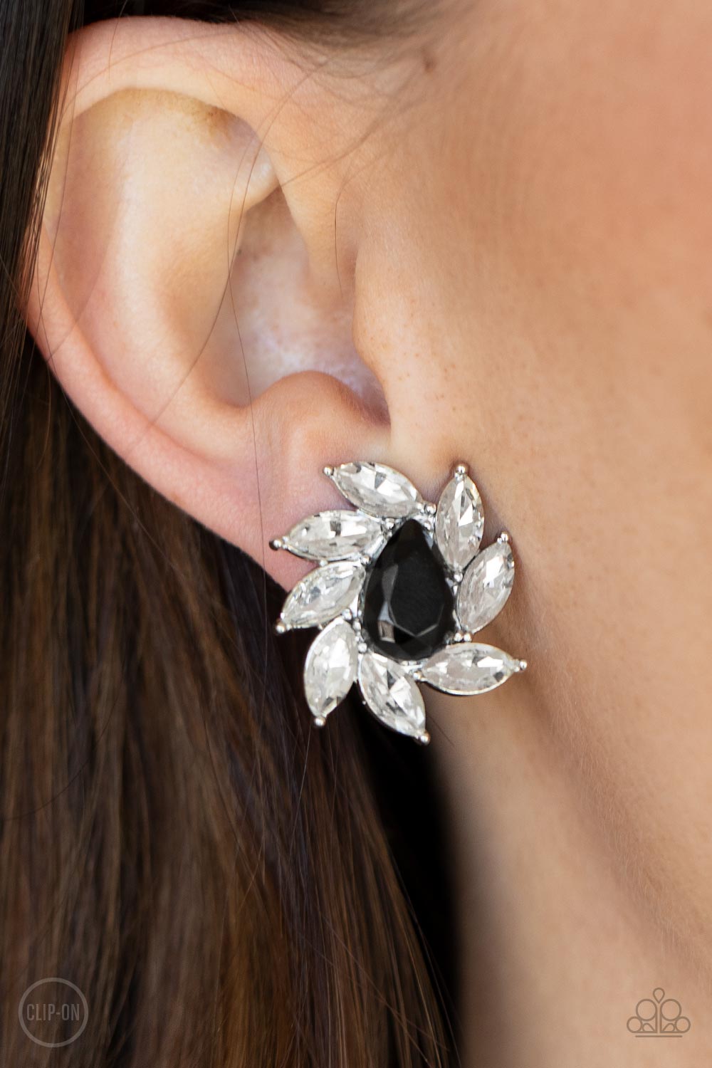 Sophisticated Swirl - Clip On Black Earrings