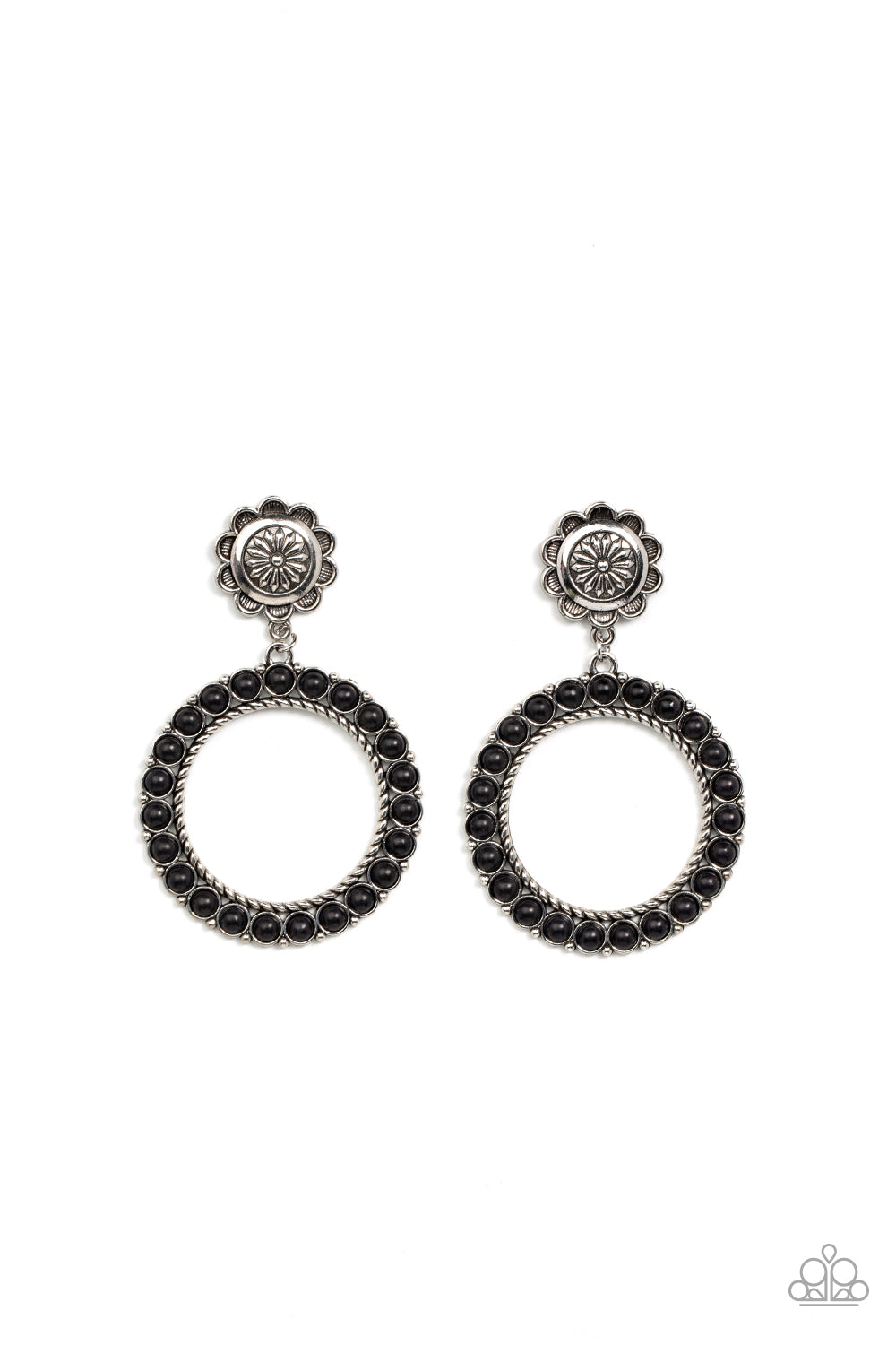 Playfully Prairie - Clip On Black Earrings