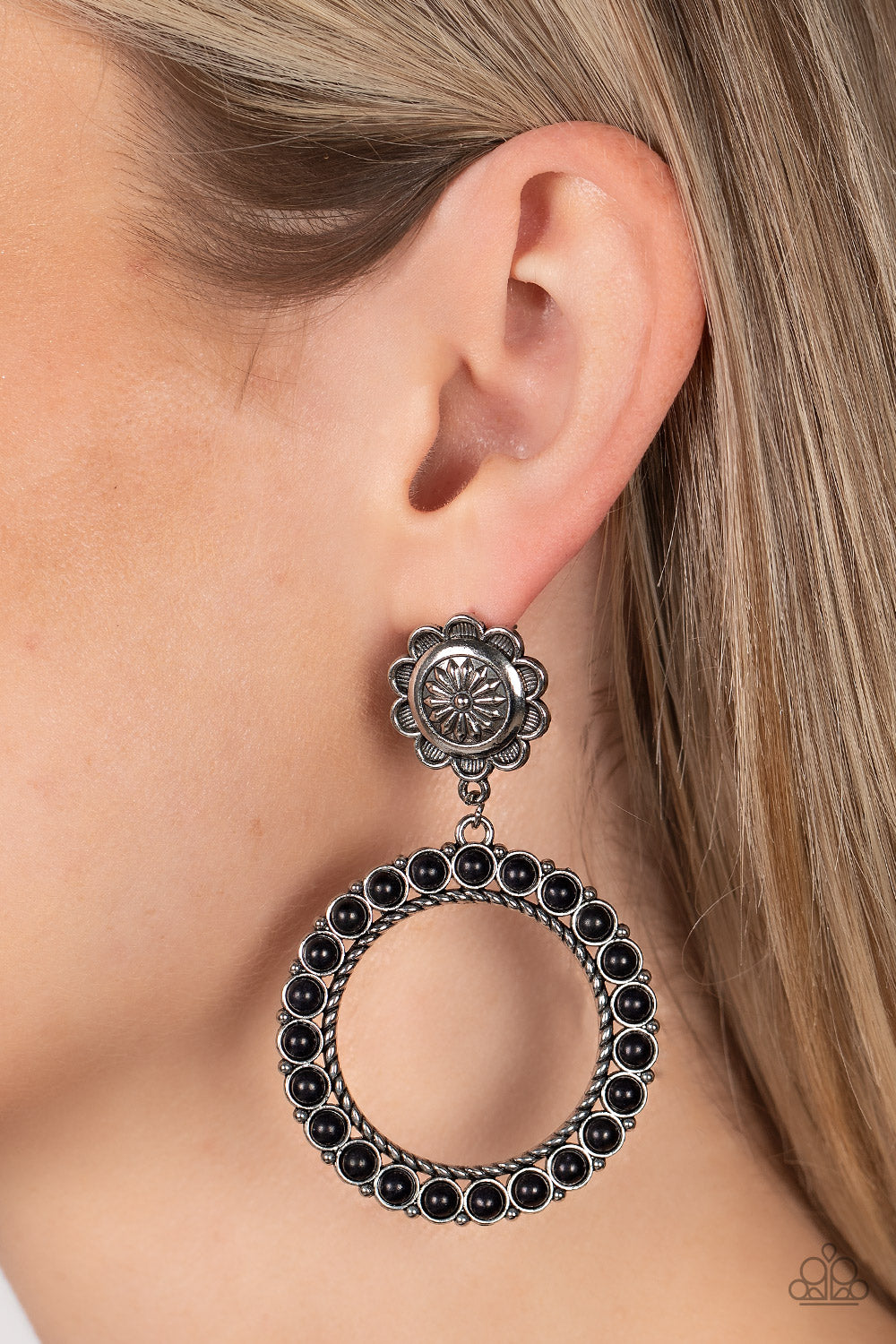 Playfully Prairie - Clip On Black Earrings