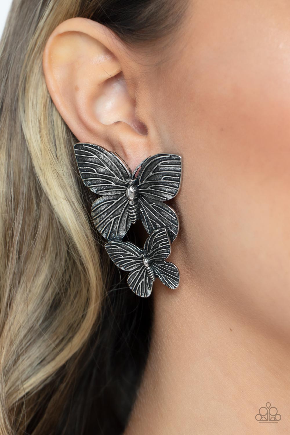Blushing Butterflies - Silver Earrings
