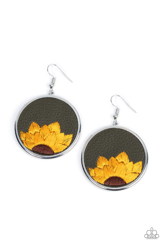 Sun-Kissed Sunflowers - Green Earrings