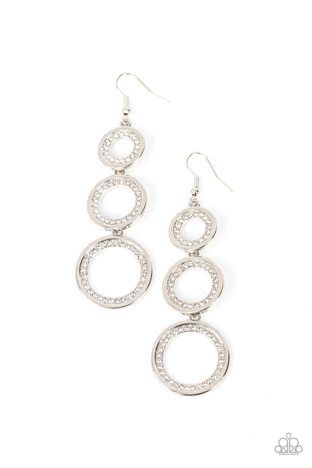 Shimmering in Circles - White Earrings