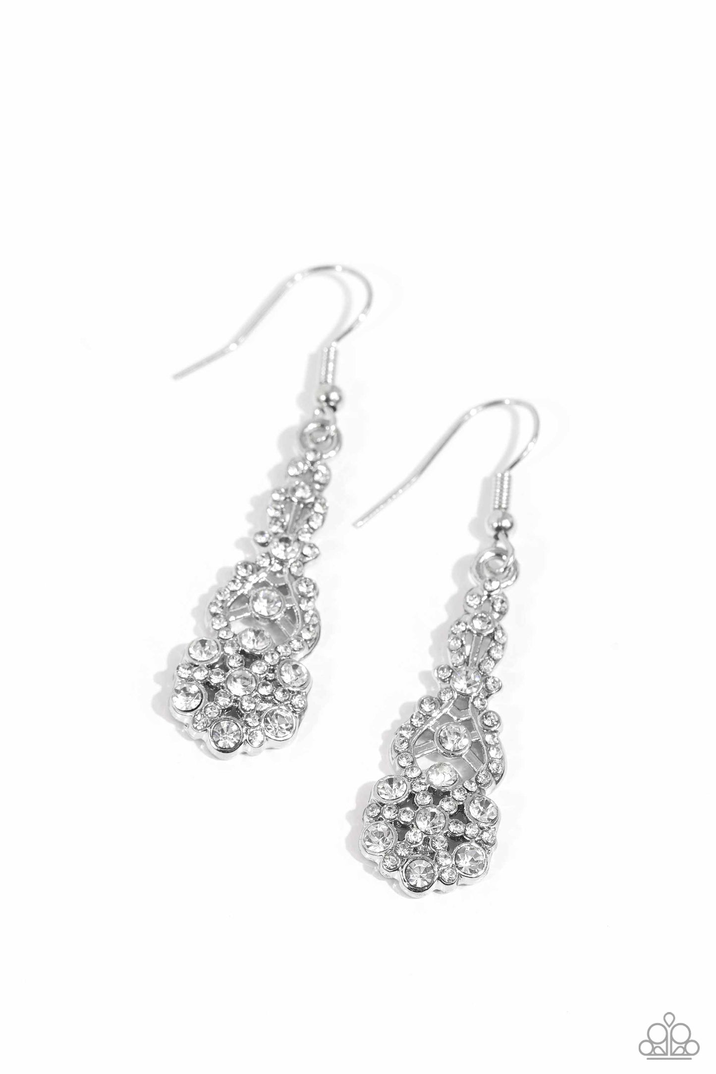 GLITZY on All Counts - White Earrings