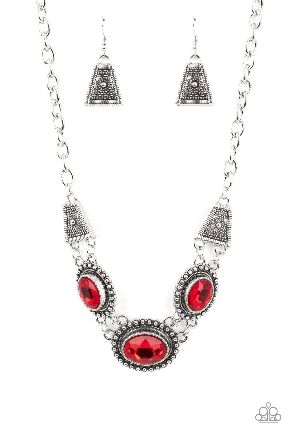 Textured TRAPEZOID - Red Necklace