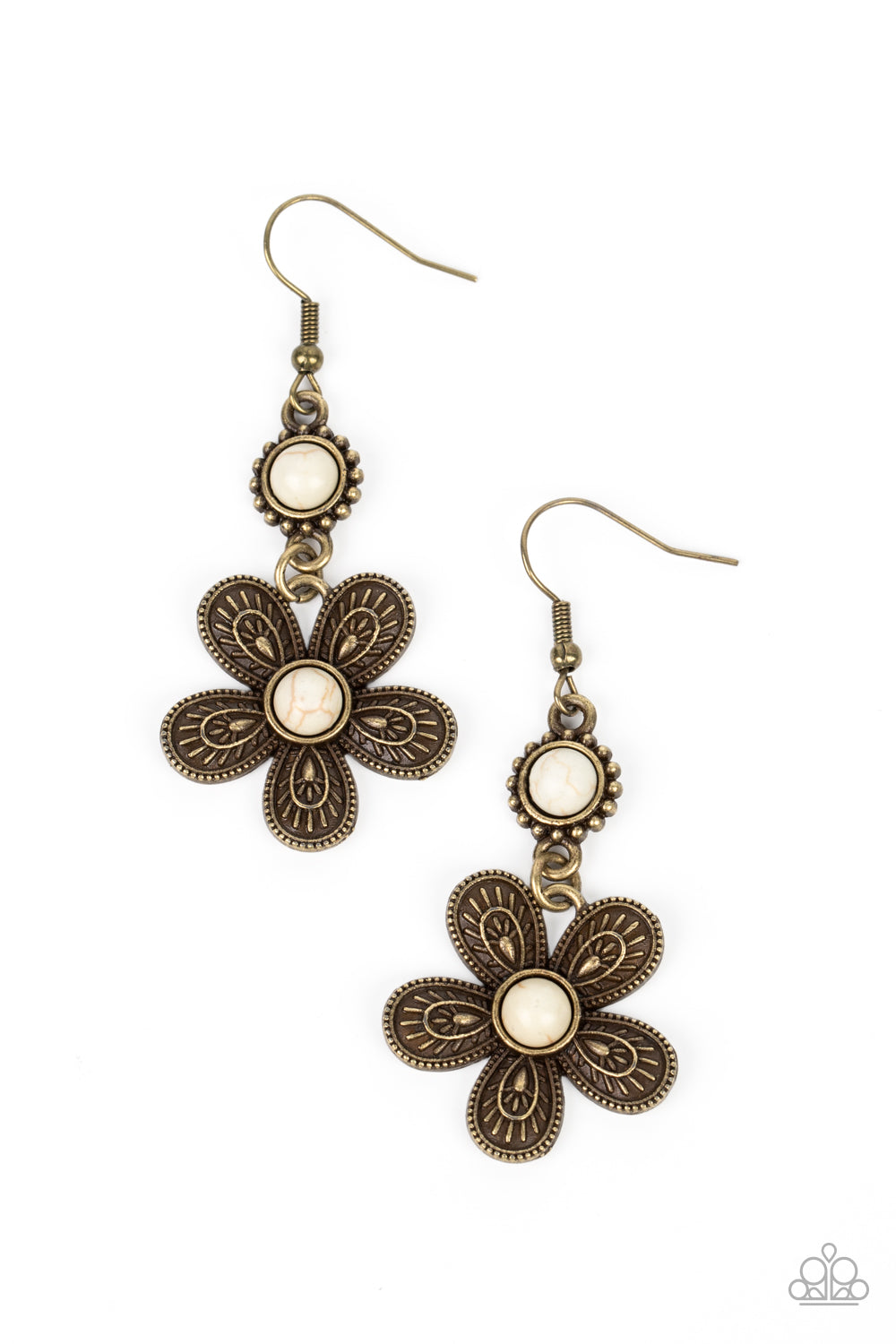 Free-Spirited Flourish - Brass Earrings