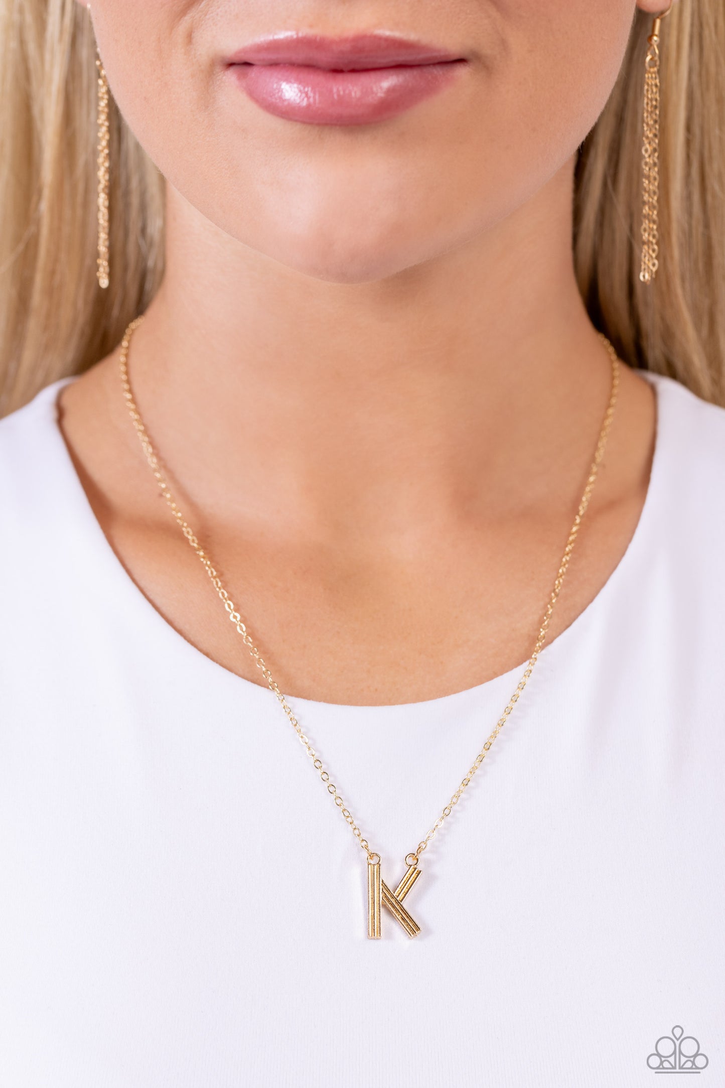 Leave Your Initials K - Gold Necklace