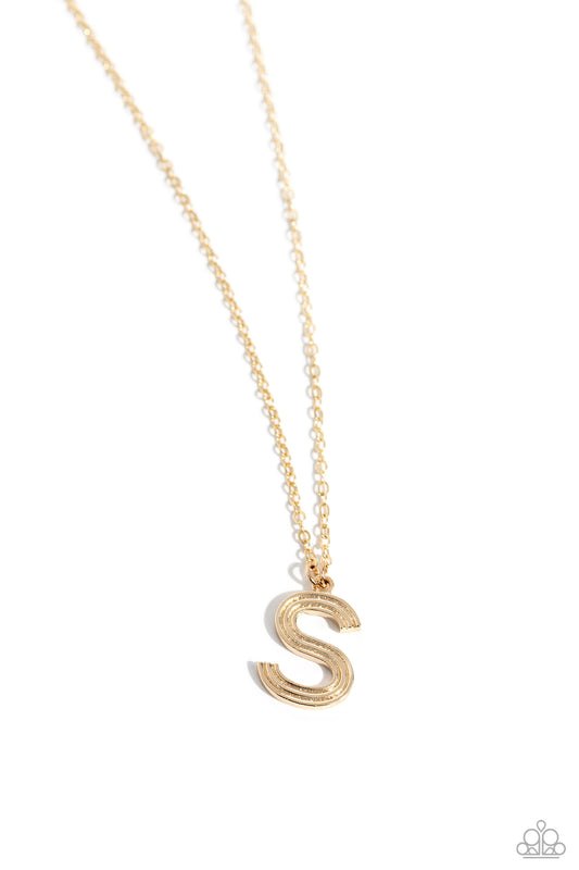 Leave Your Initials S - Gold Necklace