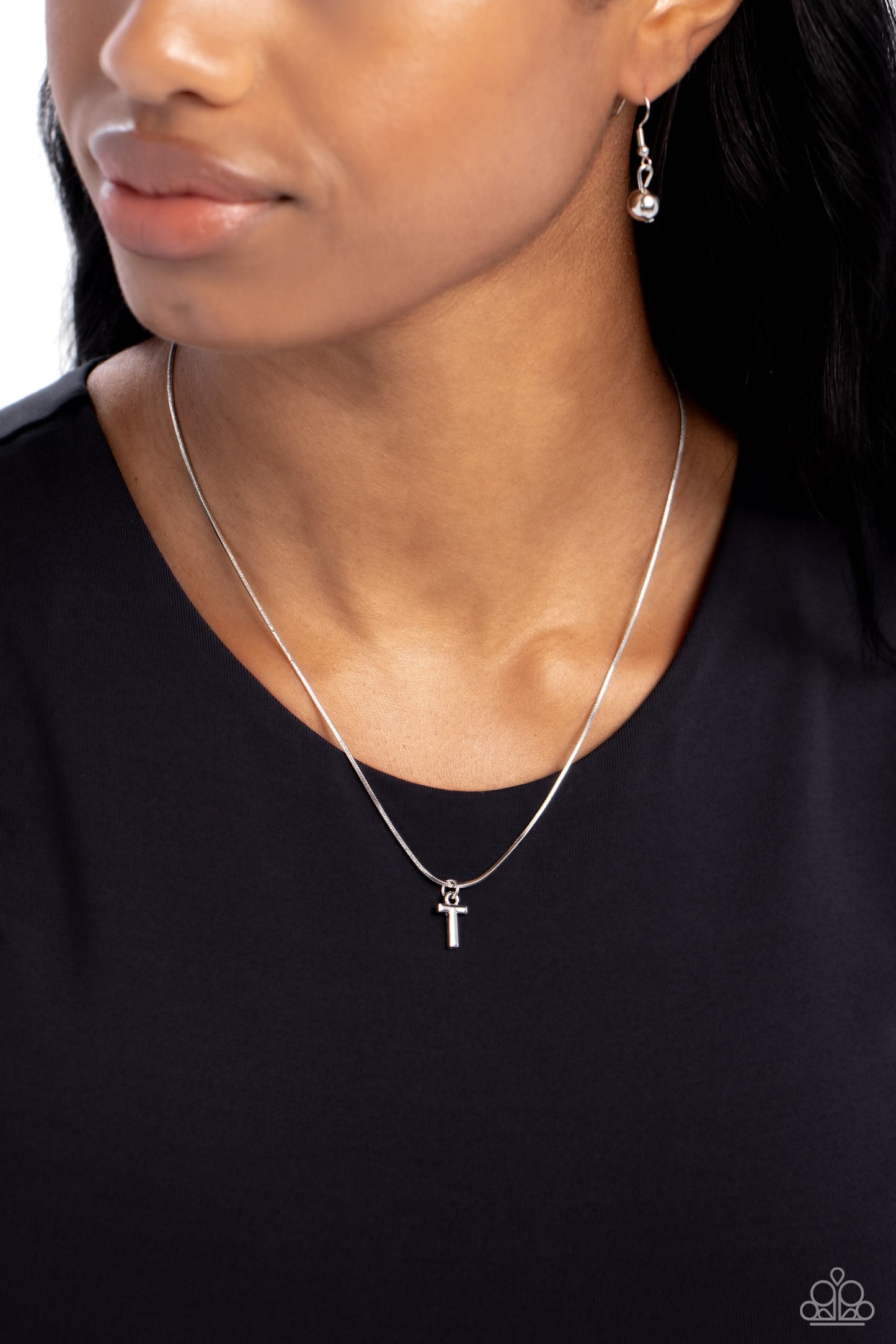 Seize the Initial T - Silver Necklace