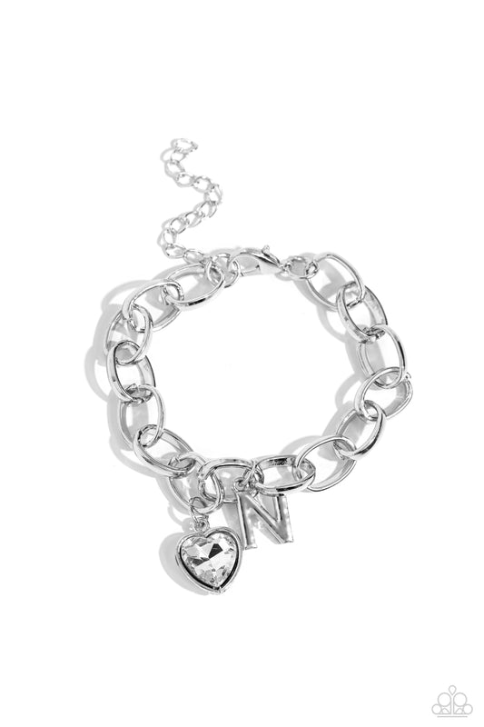 Guess Now Its INITIAL N - White Bracelet