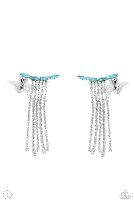 Fault Line Fringe - Blue Earrings