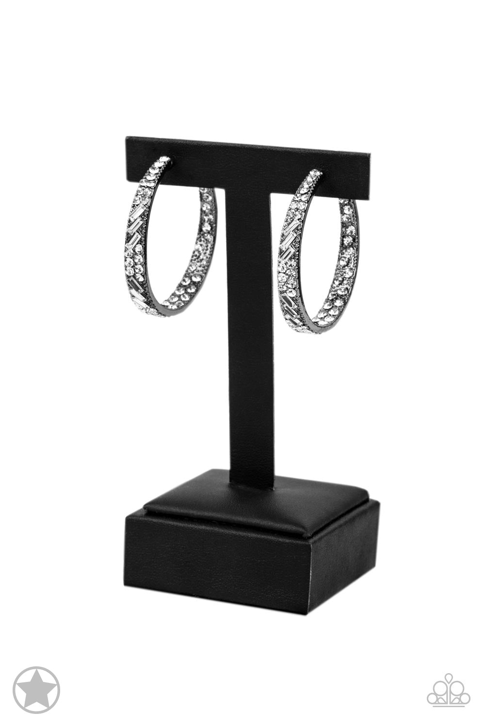 GLITZY By Association - Black/White Gunmetal Earrings